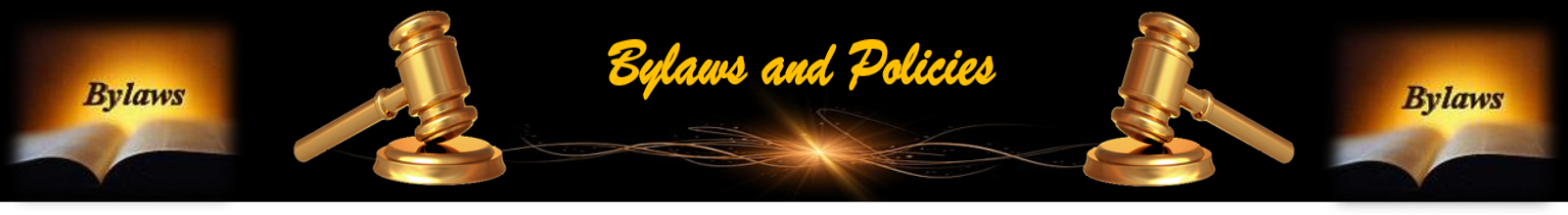 Bylaw books and Gavels with the words By-laws and Polices