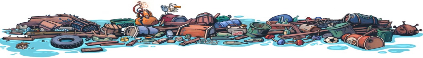 Various types of garbage floating in a lake
