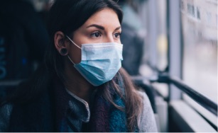 Lady wearing a medical mask